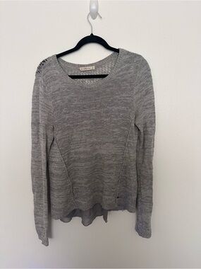 Abercrombie Light Gray Women's Knit Sweater with Chiffon Hem